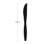 Heavyweight Polypropylene Cutlery, Knife, Plastic, Black, 1,000/Carton