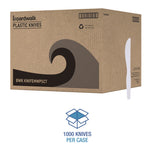 Mediumweight Polystyrene Cutlery, Knife, Plastic, White, 100/Box, 10 Boxes/Carton