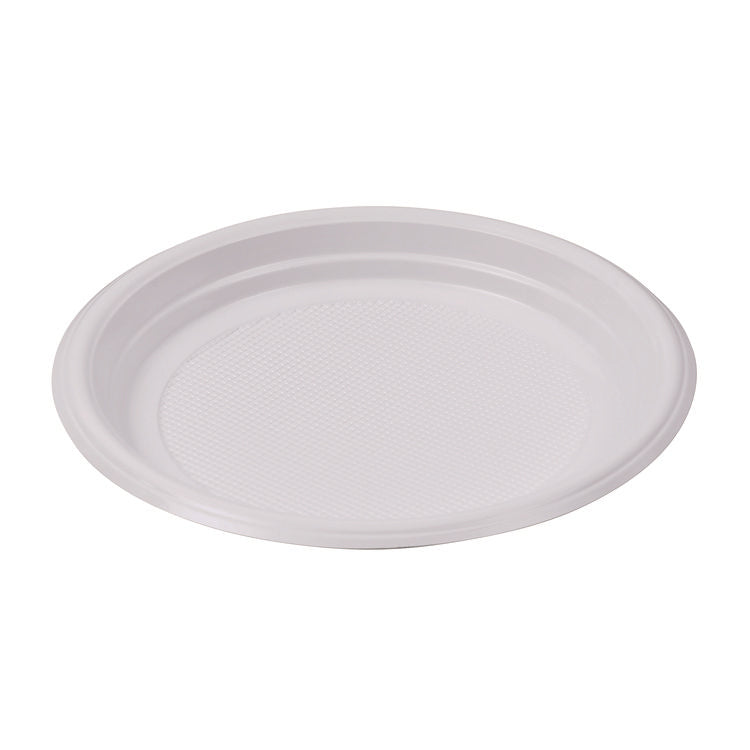 Hi-Impact Plastic Dinnerware, Plate, 9" Dia, White, 500/carton