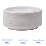 Hi-Impact Plastic Dinnerware, Plate, 9" Dia, White, 500/carton