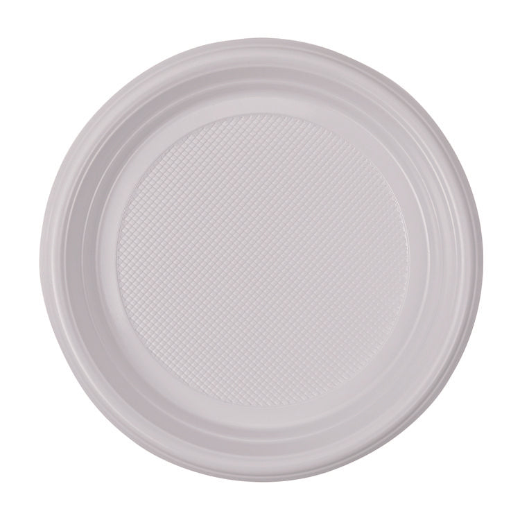 Hi-Impact Plastic Dinnerware, Plate, 9" Dia, White, 500/carton