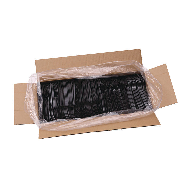 Heavyweight Polypropylene Cutlery, Fork, Plastic, Black, 1,000/Carton
