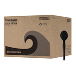 Heavyweight Wrapped Polystyrene Cutlery, Soup Spoon, Plastic, Black, 1,000/Carton