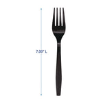 Heavyweight Polypropylene Cutlery, Fork, Plastic, Black, 1,000/Carton