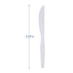 Mediumweight Polystyrene Cutlery, Knife, Plastic, White, 100/Box, 10 Boxes/Carton