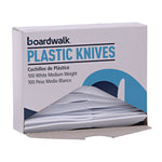 Mediumweight Polystyrene Cutlery, Knife, Plastic, White, 100/Box, 10 Boxes/Carton