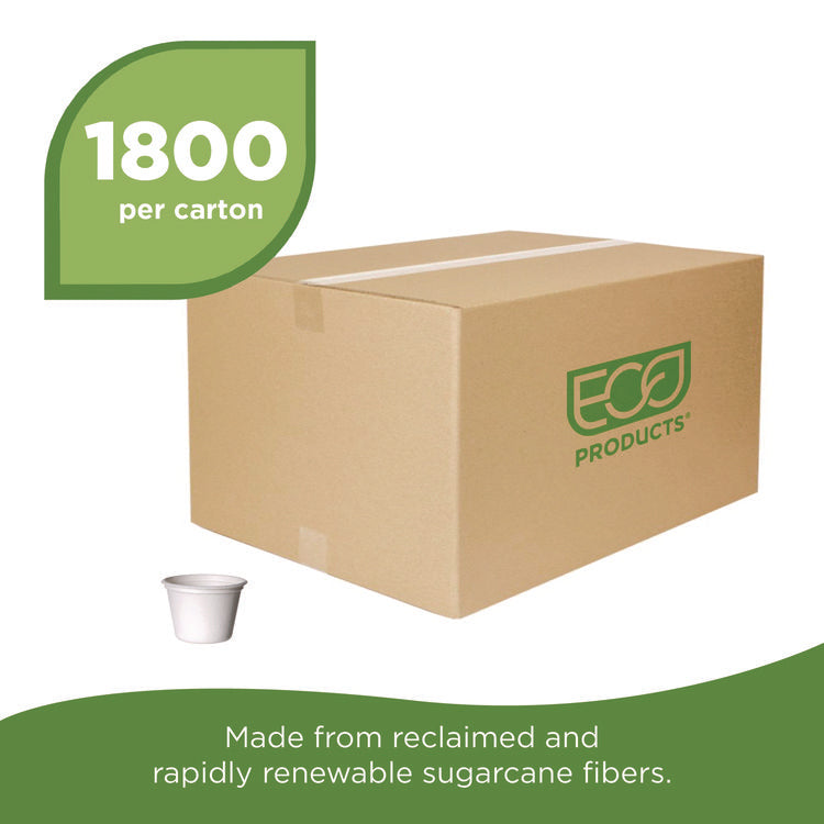 Vanguard Renewable and Compostable Sugarcane Portion Cups, 4 oz, White, 1,000/Carton