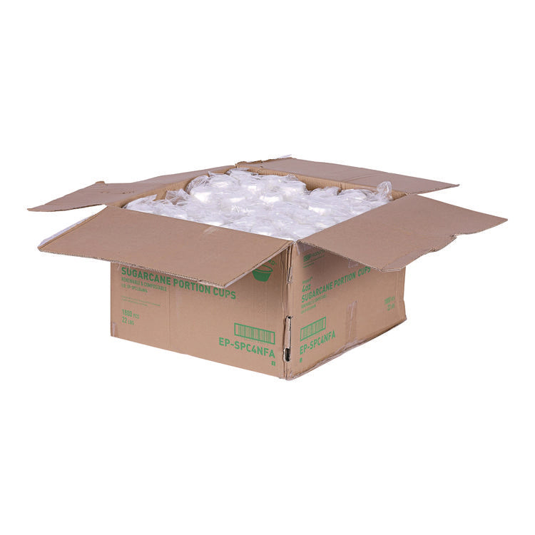 Vanguard Renewable and Compostable Sugarcane Portion Cups, 4 oz, White, 1,000/Carton