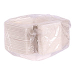 Vanguard Folia Renewable and Compostable Take-Out Container, 3 Compartments, 22 oz, 5.39 x 5.94 x 2, White, Sugarcane, 300/CT