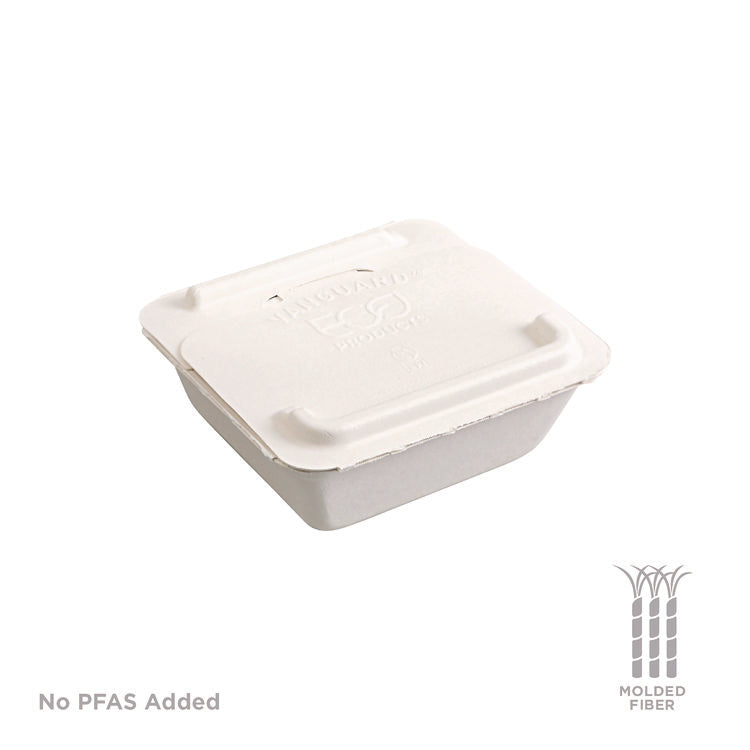 Vanguard Folia Renewable and Compostable Take-Out Container, 3 Compartments, 22 oz, 5.39 x 5.94 x 2, White, Sugarcane, 300/CT