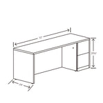 10500 Series Full-Height Right Pedestal Credenza, 72w X 24d X 29.5h, Mahogany