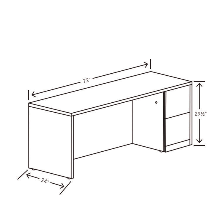 10500 Series Full-Height Right Pedestal Credenza, 72w X 24d X 29.5h, Mahogany
