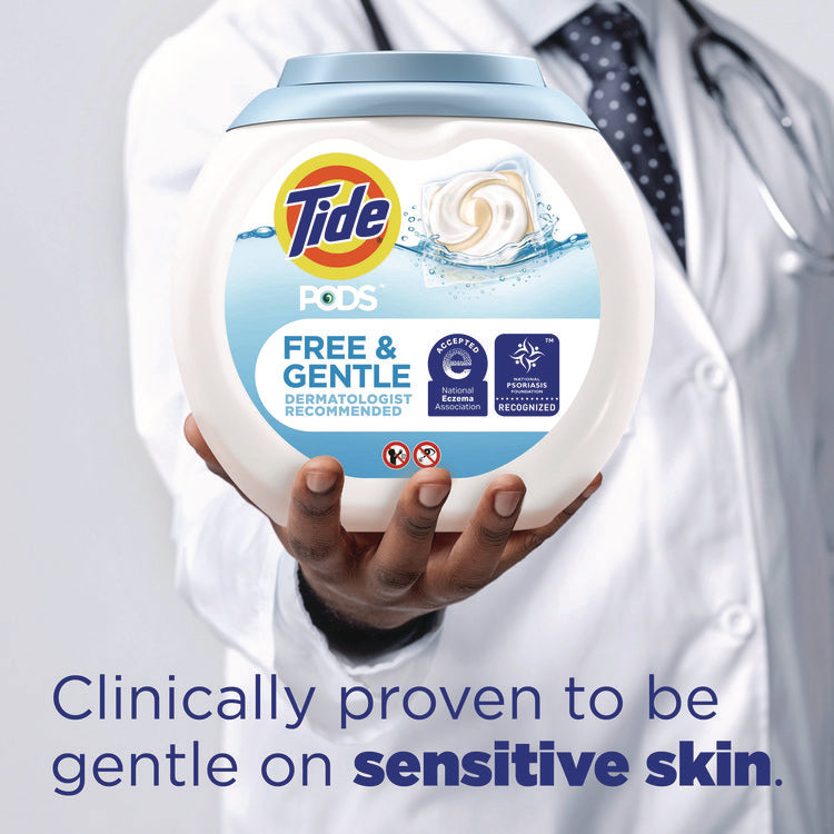 PODS Laundry Detergent, HE Compatible, Free and Gentle, 63 oz Tub, 76 Pacs/Tub