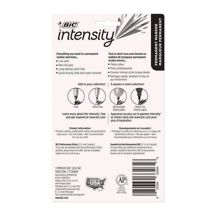 Intensity Fine Tip Permanent Marker, Fine Bullet Tip, Assorted Colors, Dozen