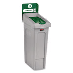 Slim Jim Recycling Station Kit, 1-Stream Compost, 23 gal, Plastic, Green/Gray