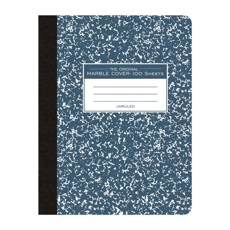 Hardcover Marble Composition Book, Unruled, Blue Marble Cover, (100) 9.75 x 7.5 Sheets