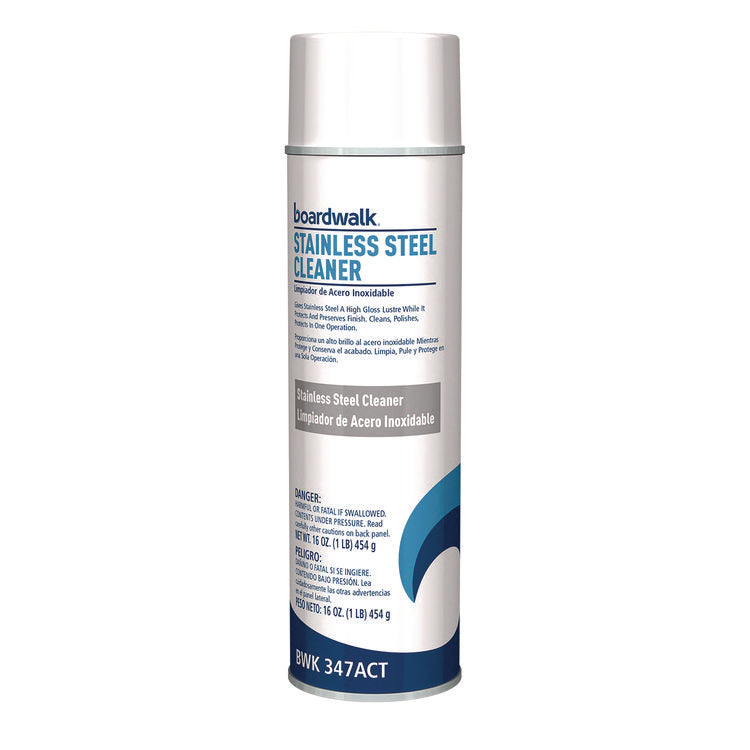 Stainless Steel Cleaner and Polish, Water-in-Oil Based, Lemon Scent, 16 oz Aerosol Spray
