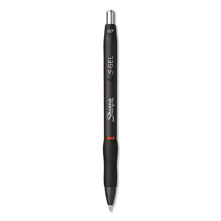 S-Gel Gel Pen, Retractable, Medium 0.7 mm, Red Ink, Black Barrel, 4/Pack