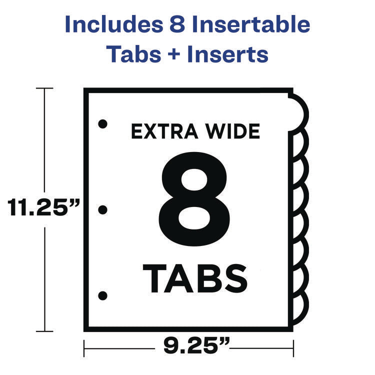 Insertable Style Edge Tab Plastic 1-Pocket Dividers, 8-Tab, 11.25 X 9.25, Translucent, 1 Set