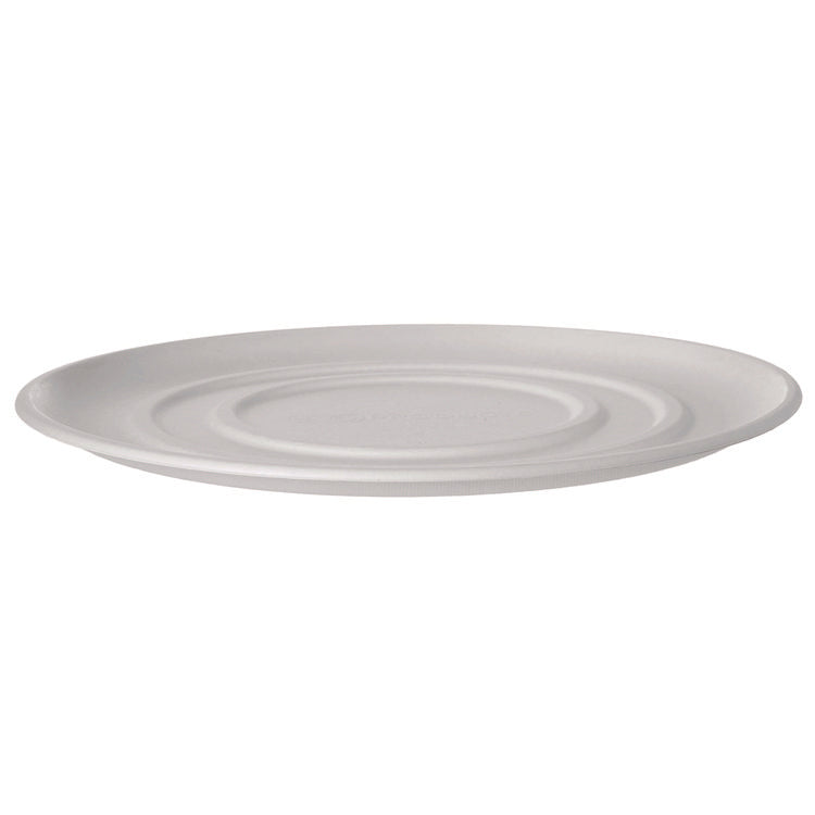 WorldView Molded Fiber Pizza Trays, 14 x 14 x 0.2, White, Sugarcane, 50/Carton