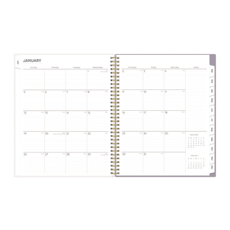 Tula Weekly/Monthly Planner, Floral Artwork, 11" x 8.5", Purple/Pink/White Cover, 12-Month (Jan to Dec): 2025