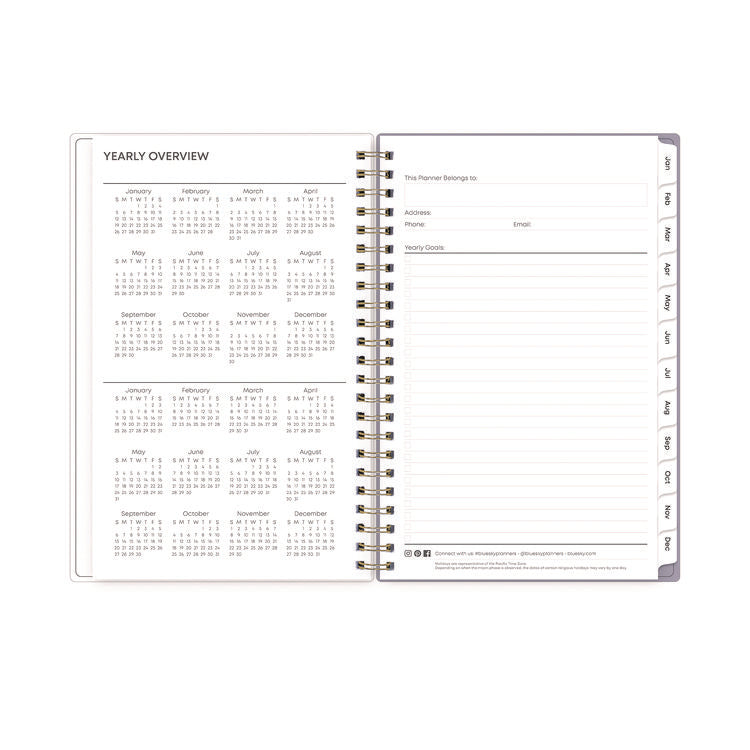 Tula Weekly/Monthly Planner, Floral Artwork, 11" x 8.5", Purple/Pink/White Cover, 12-Month (Jan to Dec): 2025