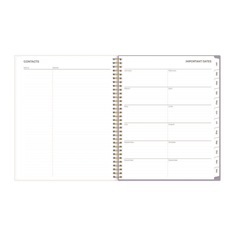 Tula Weekly/Monthly Planner, Floral Artwork, 11" x 8.5", Purple/Pink/White Cover, 12-Month (Jan to Dec): 2025