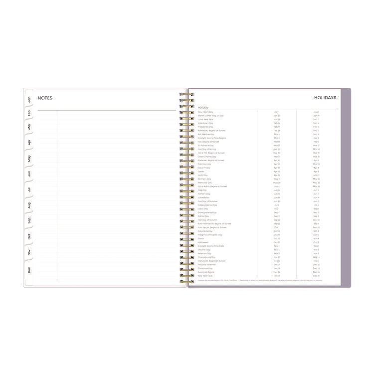 Tula Weekly/Monthly Planner, Floral Artwork, 11" x 8.5", Purple/Pink/White Cover, 12-Month (Jan to Dec): 2025