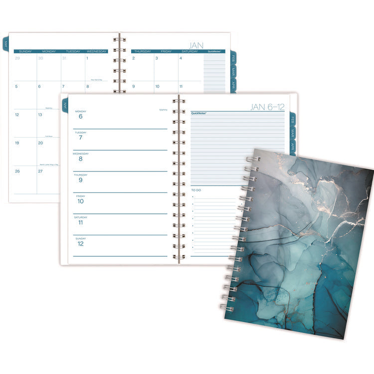 Glacier Weekly/Monthly Planner, Glacier Artwork, 8.5" x 6.38", Blue/Gray/Silver Cover, 12-Month (Jan to Dec): 2025