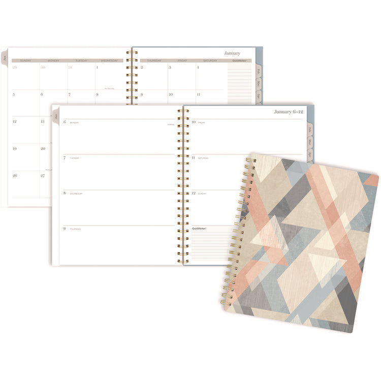 Triad Weekly/Monthly Planner, Geometric Artwork, 11" x 9.25", Multicolor Cover, 12-Month (Jan to Dec): 2025