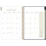 Leah Bisch Weekly/Monthly Floral Planner, Floral Artwork, 8.5" x 6.38", Blue/White/Gold Cover, 12-Month (Jan to Dec): 2025