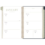 Leah Bisch Weekly/Monthly Floral Planner, Floral Artwork, 8.5" x 6.38", Blue/White/Gold Cover, 12-Month (Jan to Dec): 2025