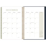 Leah Bisch Weekly/Monthly Floral Planner, Floral Artwork, 8.5" x 6.38", Blue/White/Gold Cover, 12-Month (Jan to Dec): 2025
