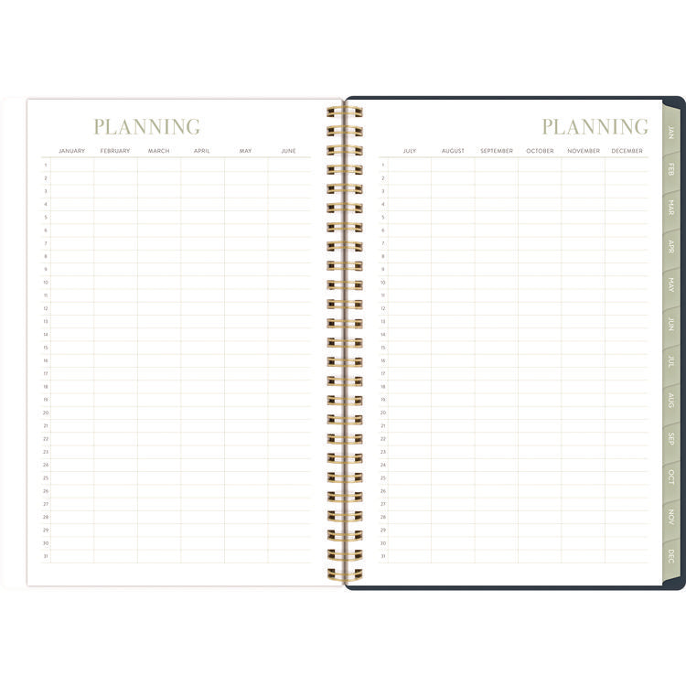 Leah Bisch Weekly/Monthly Floral Planner, Floral Artwork, 8.5" x 6.38", Blue/White/Gold Cover, 12-Month (Jan to Dec): 2025