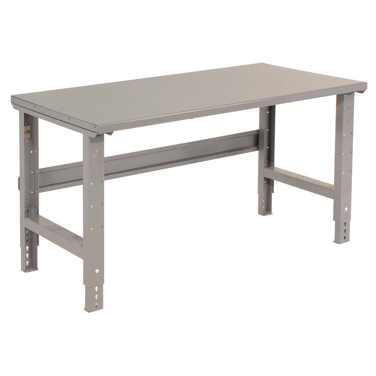 Standard Duty Steel Top Adjustable Height Workbench, 2,000 lbs, 72 x 30 x 30.88 to 36.88, Gray