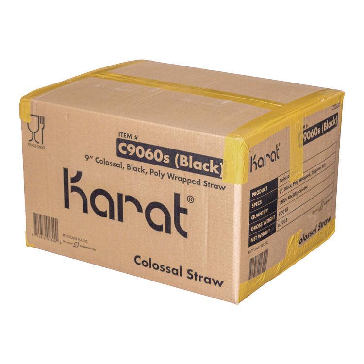 Boba Straws, 9", Black, 1,600/Carton