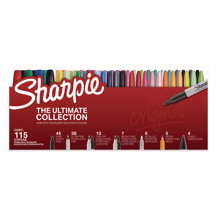 Permanent Markers Ultimate Collection, Assorted Tip Sizes/Types, Assorted Colors, 115/Pack