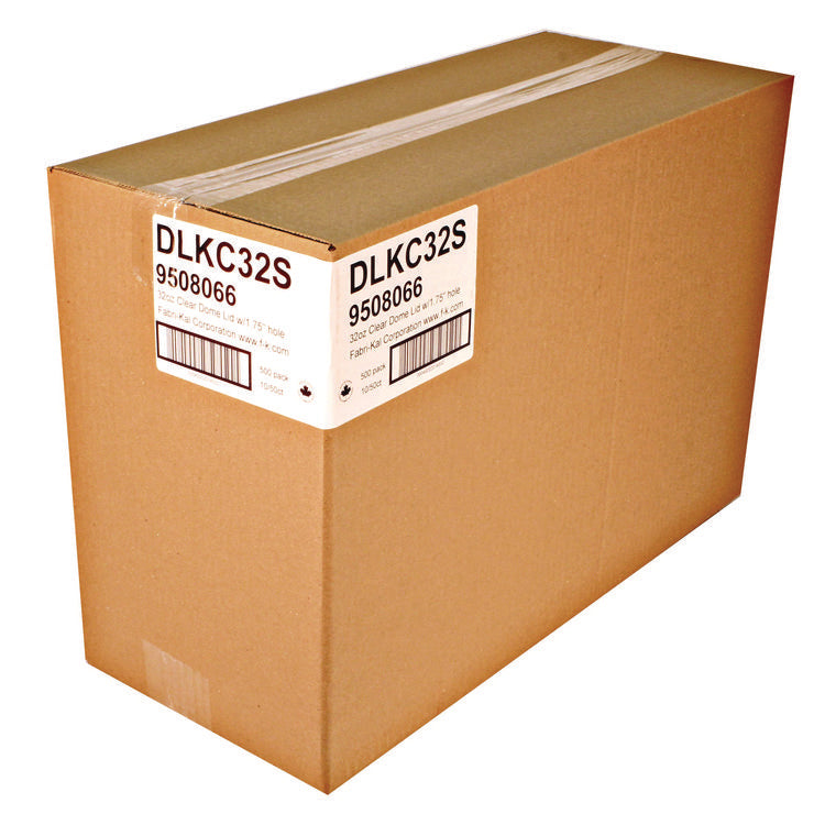Kal-Clear/Nexclear Drink Cup Lids, Squat Dome Lid with 1.75" Hole, Fits 32 oz Cold Cups, Plastic, Clear, 500/Carton