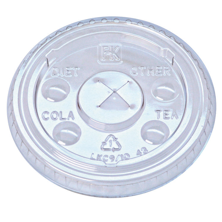 Kal-Clear/Nexclear Drink Cup Lids, X-Style Straw Slot/Flavor Buttons, Fits 9 oz to 10 oz Cold Cups, Plastic, Clear, 2,500/CT