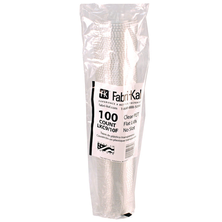 Kal-Clear/Nexclear Drink Cup Lids, Flat Lid with No Slot, Fits 9 oz to 10 oz Cold Cups, Plastic, Clear, 2,500/Carton