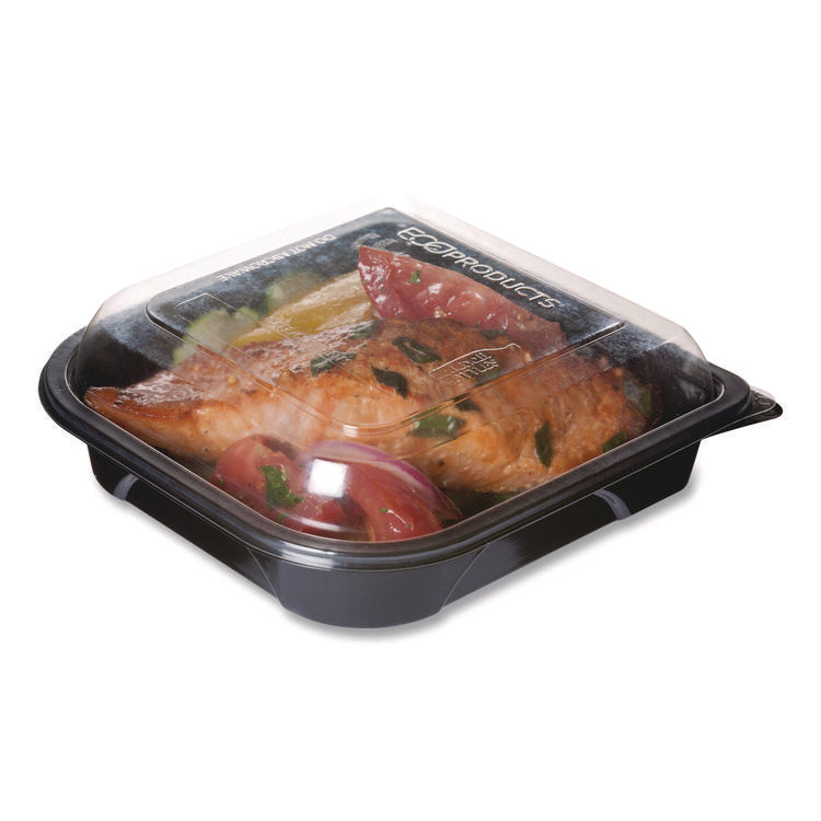 BlueStripe Premium Take-Out Containers, 6.77 x 6.6 x 2.31, Black/Clear, Base/Lid Combo, Plastic, 150/Carton
