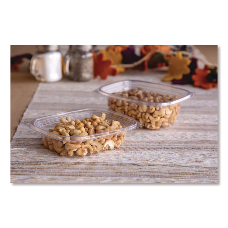 Renewable and Compostable Rectangular Deli Containers with Lid, 8 oz, 3 x 4.83 x 1.5, Clear, Plastic, 50/Pack, 4 Packs/Carton