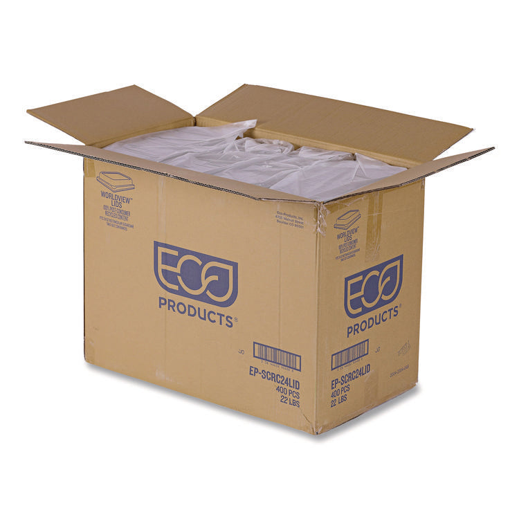 WorldView RPET Rectangular Lids, 5.84 x 8.76 x 1.37, Clear, Plastic, 50/Pack, 8 Packs/Carton