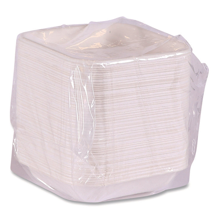 WorldView Renewable Molded Fiber Containers, 10 oz, 5.04 x 5.04 x 1.09, White, 800/Carton