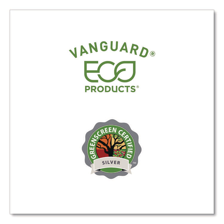 Vanguard Renewable and Compostable Sugarcane Clamshells, 3 Compartments, 9 x 6 x 3, White, 250/Carton