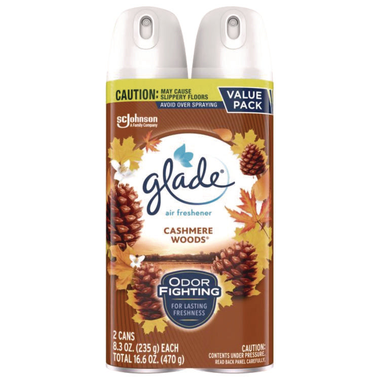 Air Freshener, Cashmere Woods Scent, 8.3 oz Aerosol Can, 2/Pack