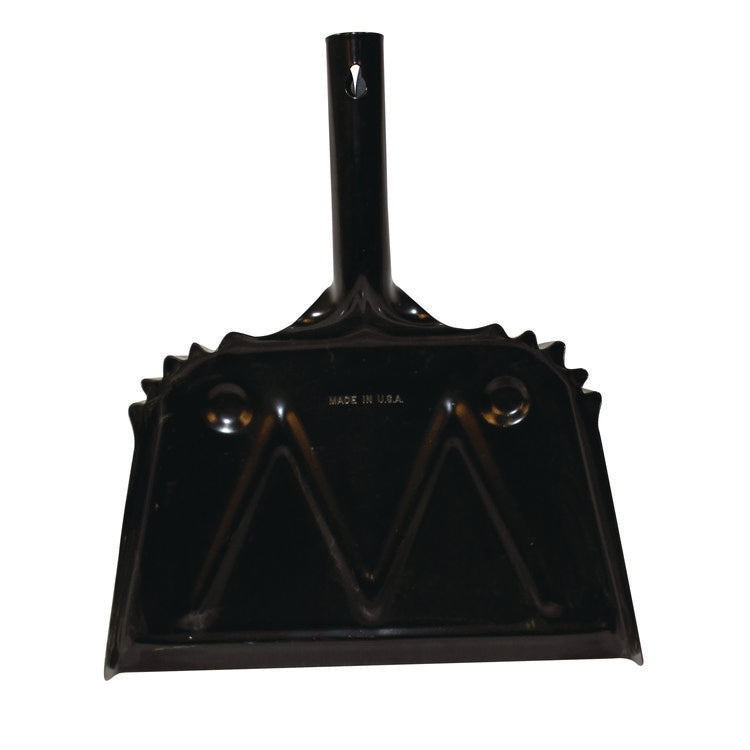 Heavy-Duty Metal Dust Pan, 12 X 14, 20-Gauge Steel, Black