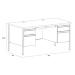 Double Pedestal Steel Desk, 60" x 30" x 29.5", Mahogany/Charcoal, Charcoal Legs