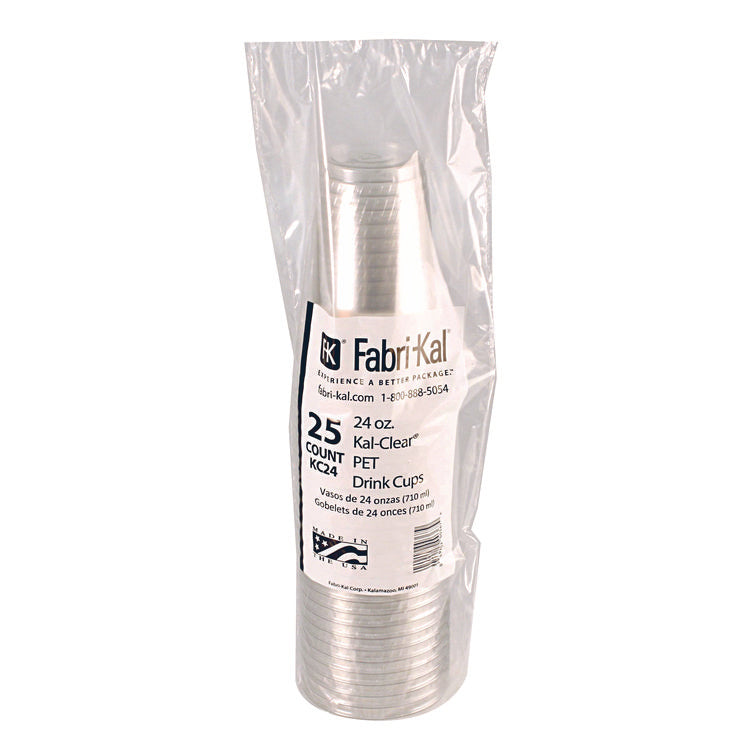 Kal-Clear PET Cold Drink Cups, 24 oz, Plastic, Clear, 25/Sleeve, 24 Sleeves/Carton