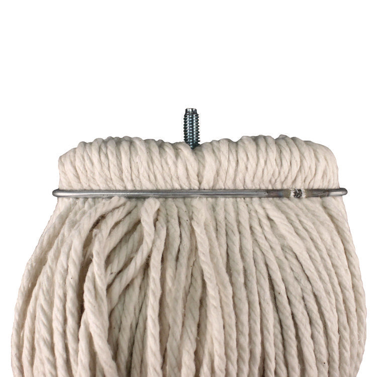 Layflat Regular Screw-Type Mop Head, Cotton, 24 Oz, 1" Headband, White